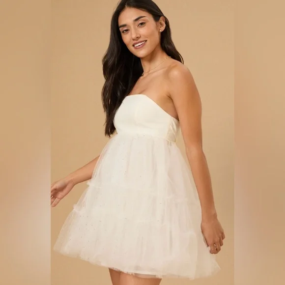 Altar'd State White Strapless Dress NEW xxs - Picture 4 of 5